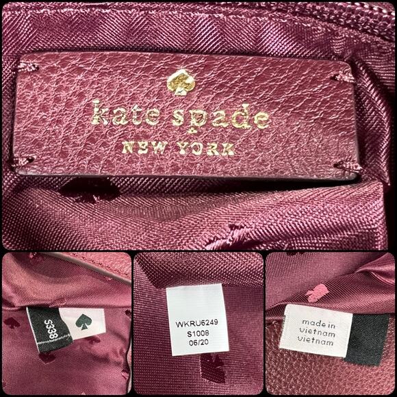 Kate Spade Jackson Shoulder Bag & Wallet Medium Flap Pebbled Leather Cherrywood - Picture 10 of 16